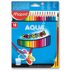 Akvarelové pastelky Maped - 18 barev + štětec