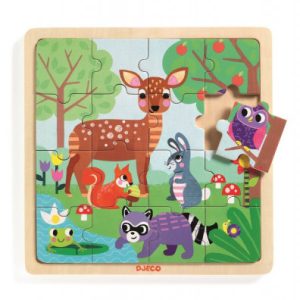 Dřevěné puzzle - V lese - 16 ks