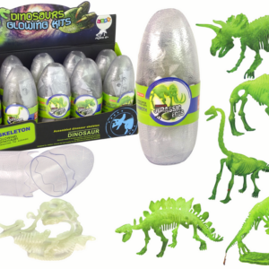 3D kostra dinosaura ve vejci svítící v temnotě
