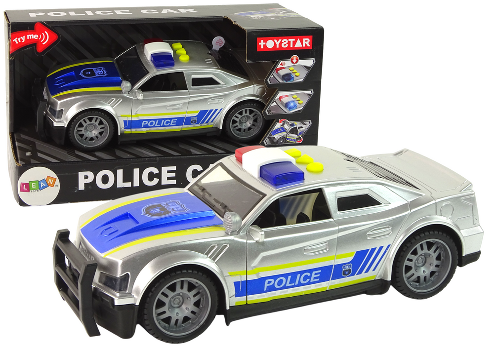Autíčko policie se světly 1:14 stříbrné