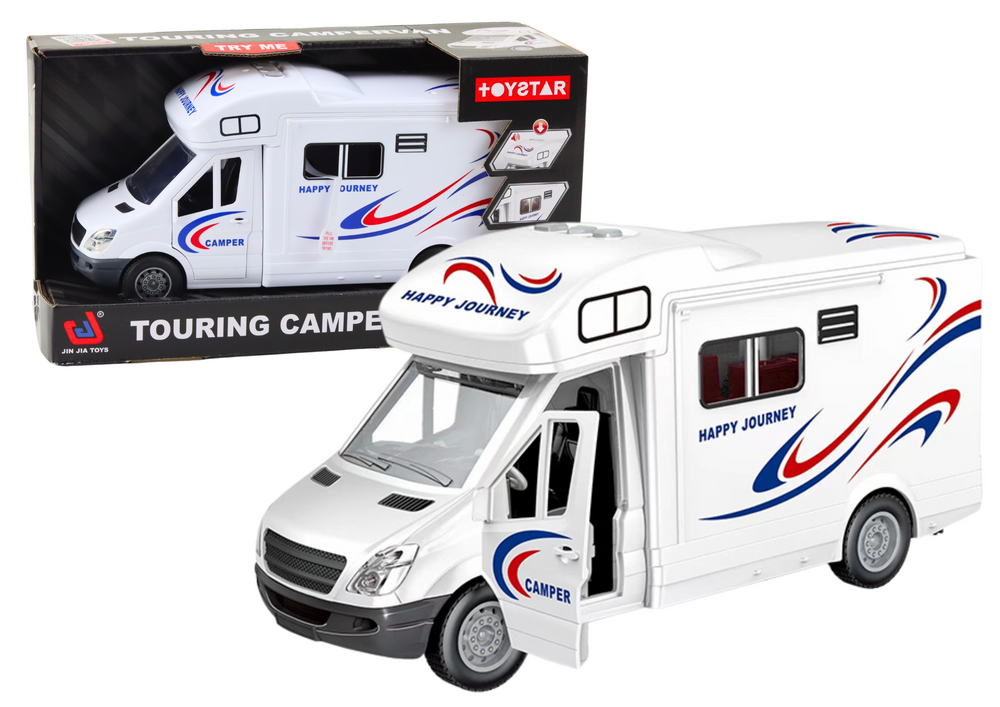 Auto Camper s efekty a otevíracími dveřmi bílé
