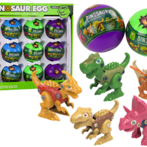 Barevná sada 12 šroubovacích dinosauřích vajec
