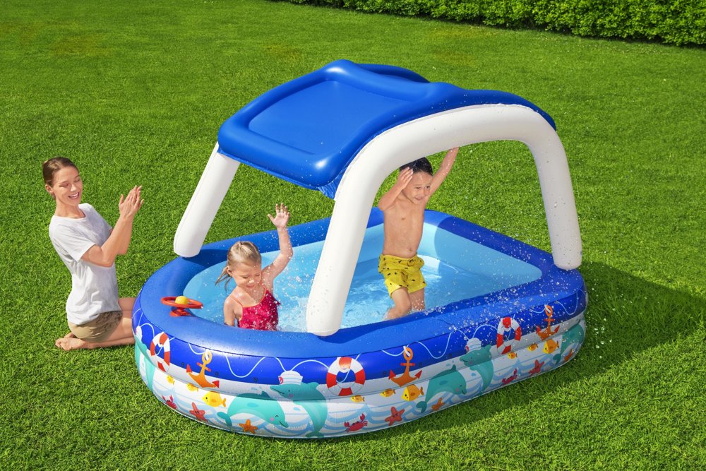 Bestway Nafukovací bazén loďka pro nejmenší se stříškou 213x155x132 cm Bestway - Obrázek 2