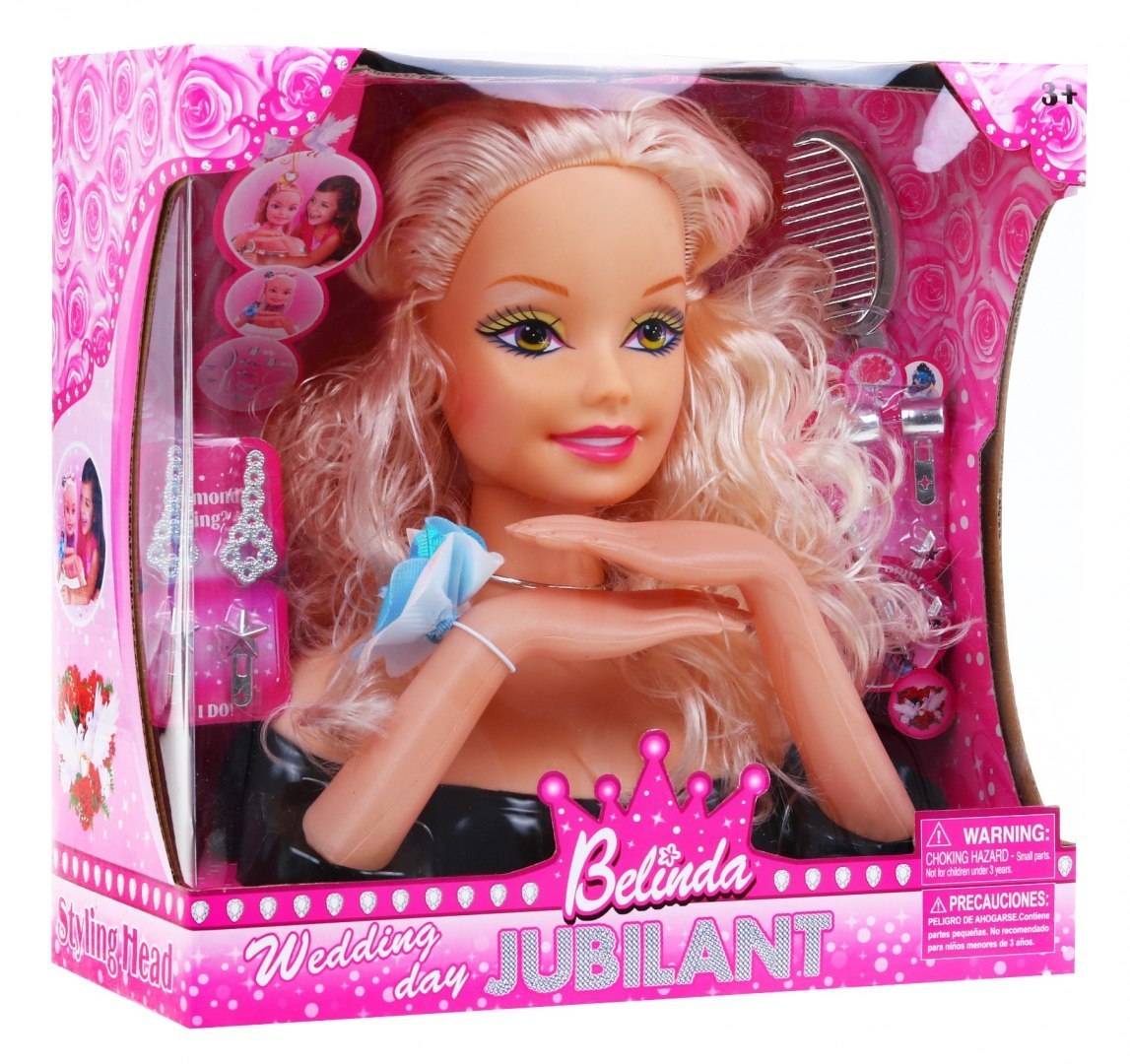 Česací hlava panenky na stylizaci účesu Blond