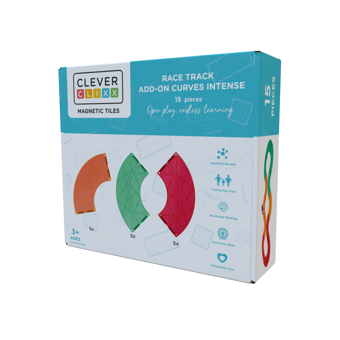 Cleverclixx Intense Zatáčky k závodní magnetické dráze 15 ks