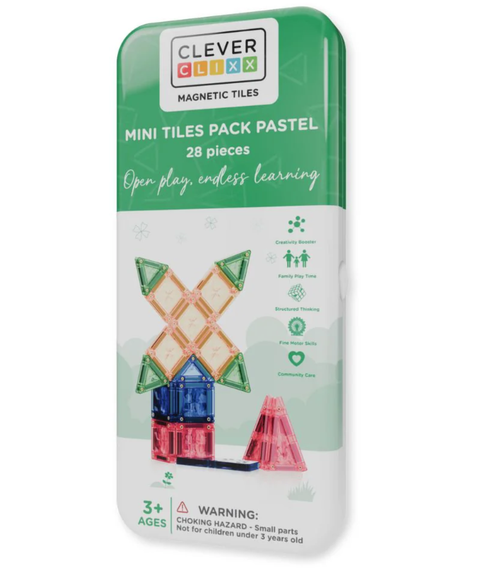 Cleverclixx Mini Pastel magnetická stavebnice zelená 28 ks