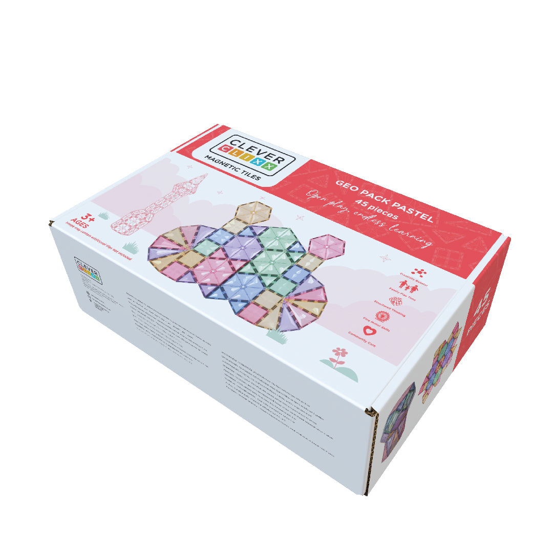 Cleverclixx Pastel Magnetická stavebnice Geo Pack 45 ks - Obrázek 2