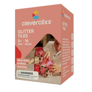 Cleverclixx Tiles Magnetická stavebnice třpytivé díly 16 ks