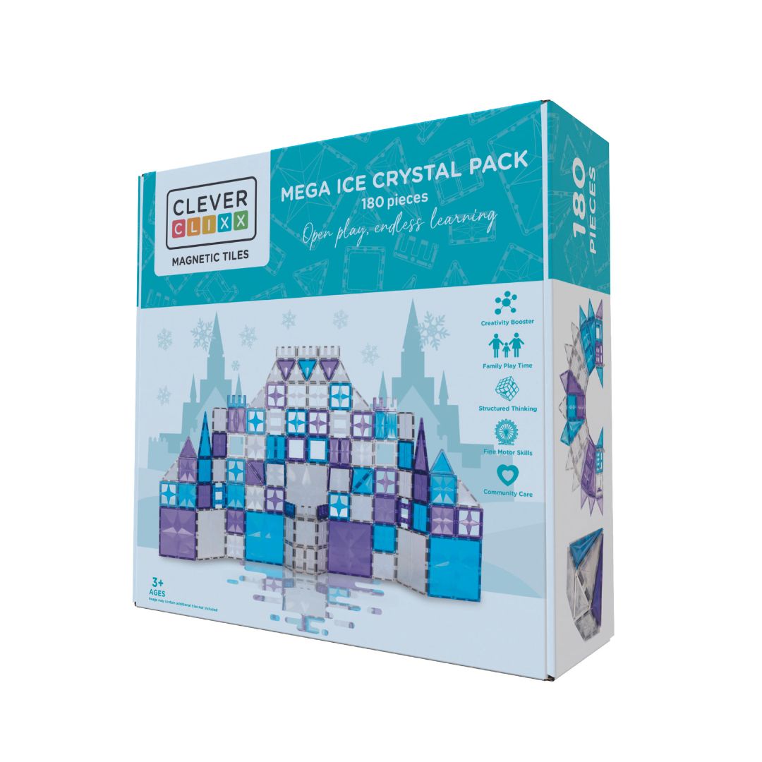 Cleverclixx Tiles Magnetická stavebnice velká krystalová sada 180 ks