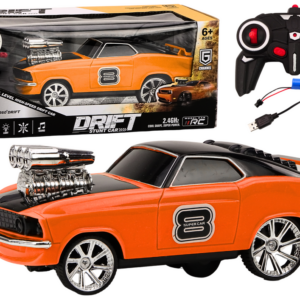 Dálkově ovládané auto 1:18 Drift 360 světla zvuky oranžové