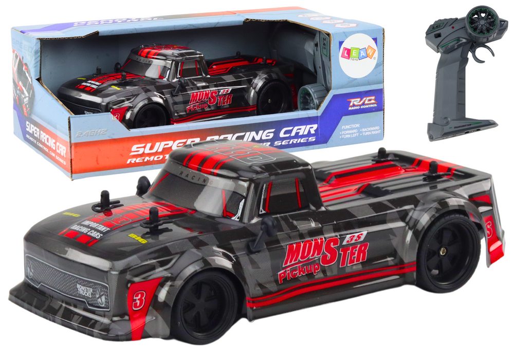 Dálkově ovládané auto Pick-Up RC 1:18 gumové pneumatiky červené