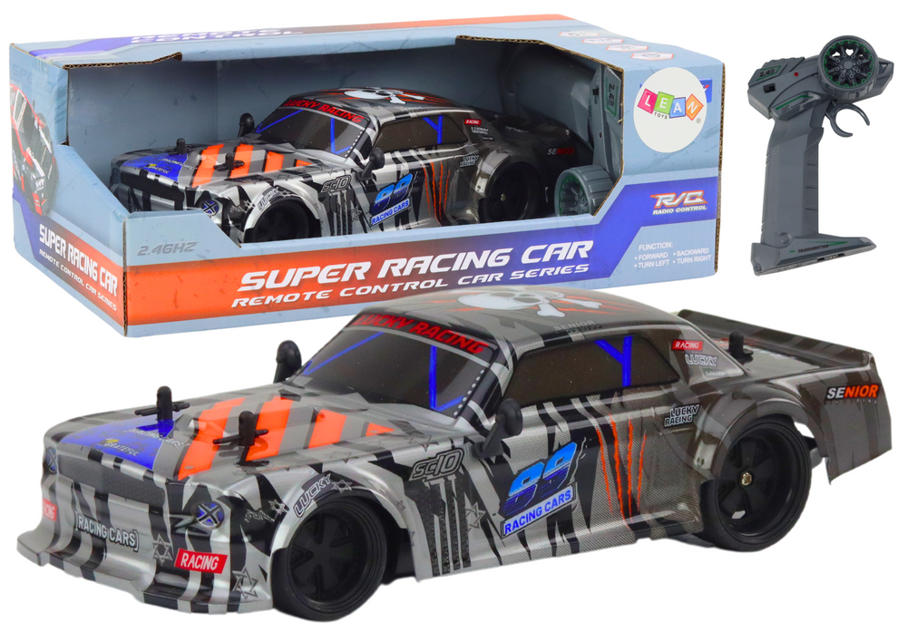 Dálkově ovládané sportovní RC auto 1:18 šedé
