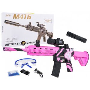 Dětská Puška M416 na vodní kuličky s příslušenstvím růžová