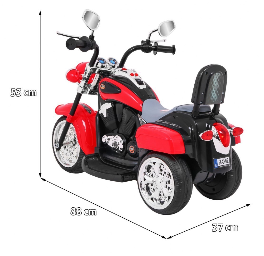 Dětská elektrická motorka Chopper červená - Obrázek 2