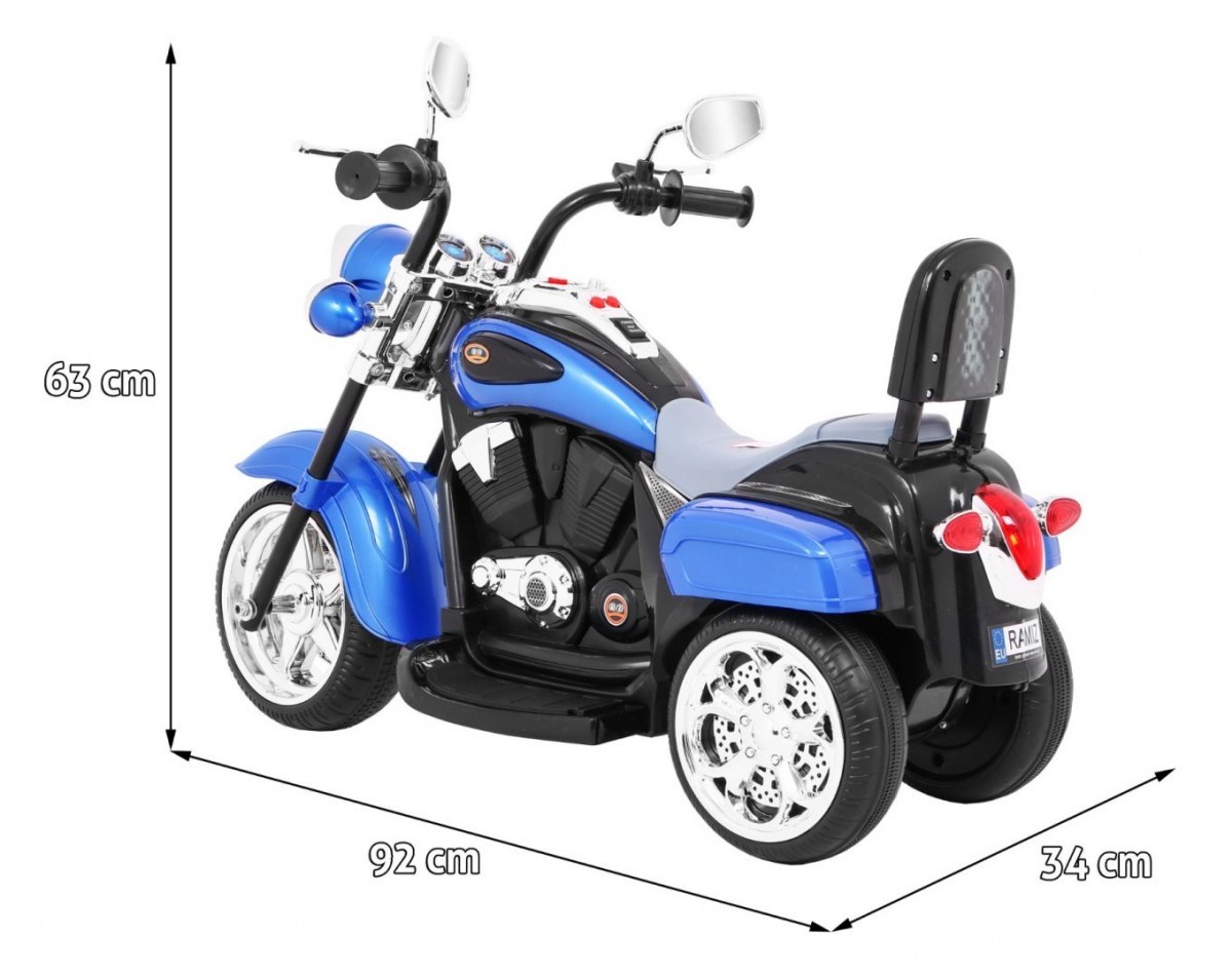 Dětská elektrická motorka Chopper modrá - Obrázek 2