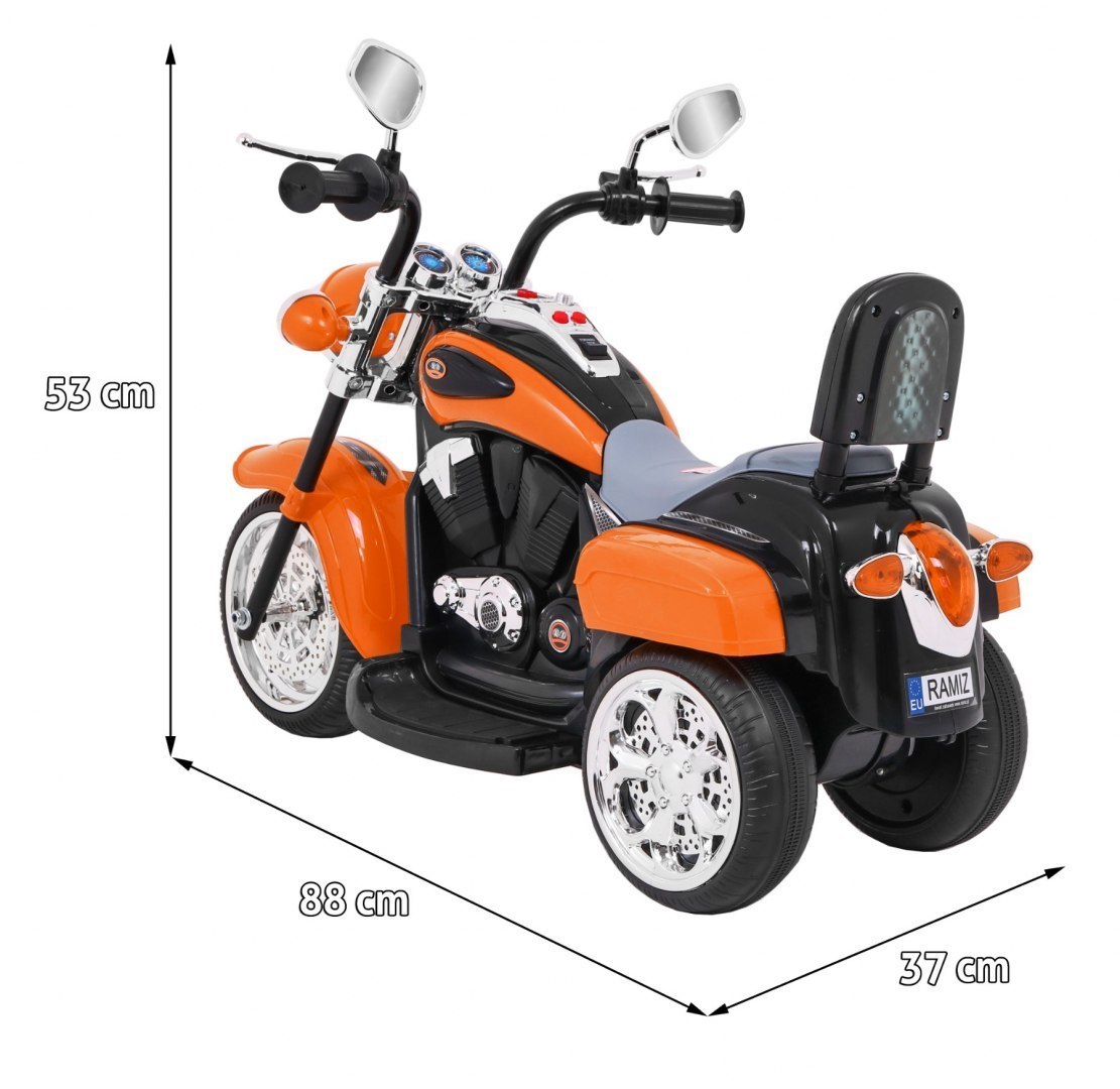 Dětská elektrická motorka Chopper oranžová - Obrázek 2