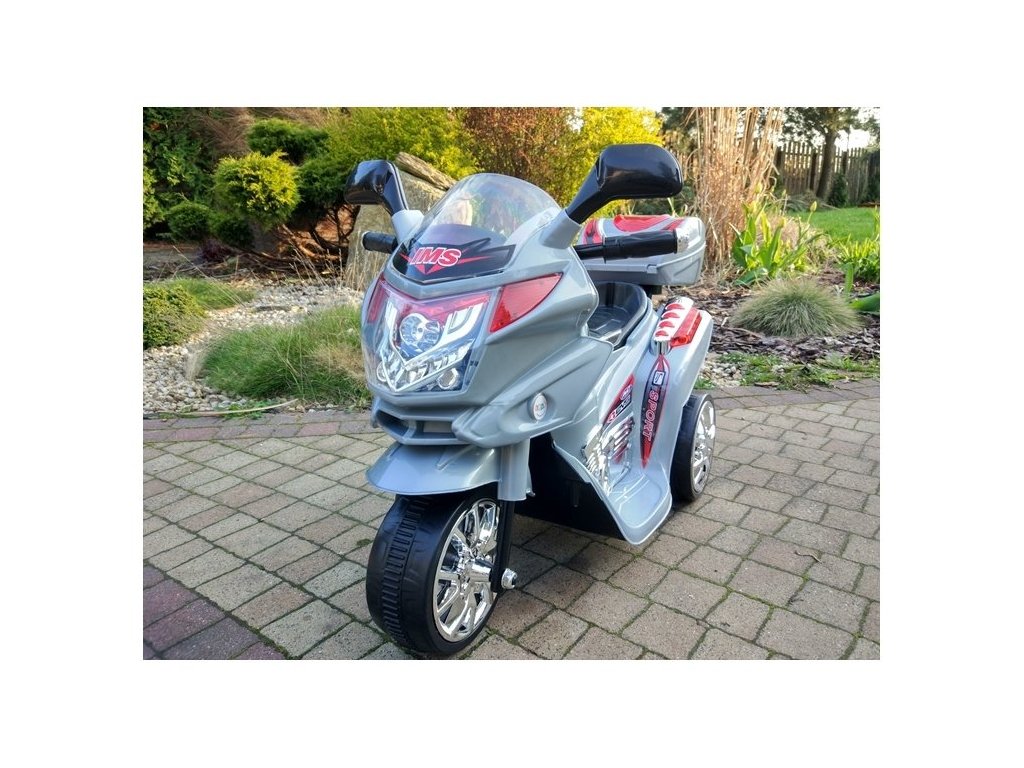 Dětská elektrická motorka stříbrná - Obrázek 2