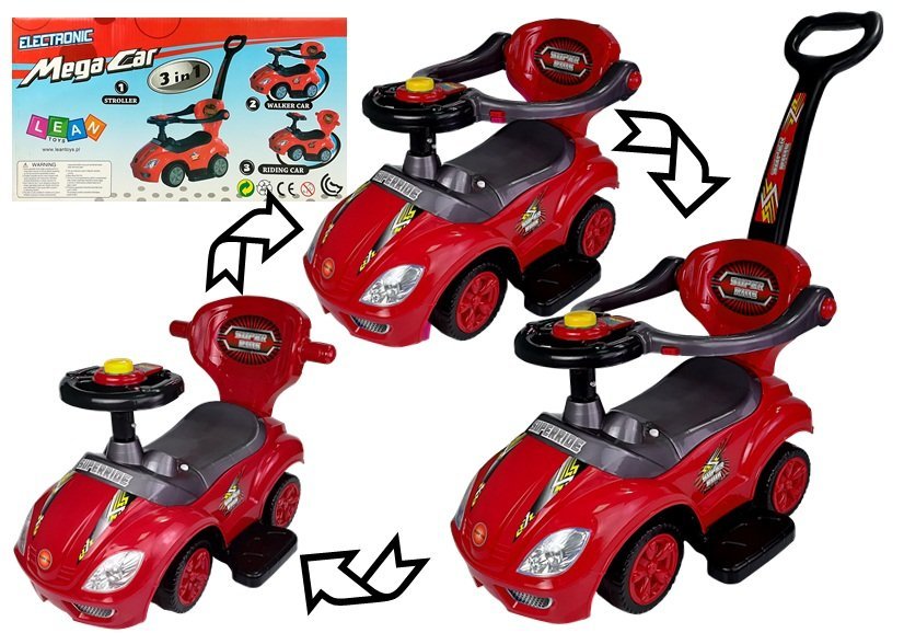Dětské odrážedlo 3v1 Mega Car červené - Obrázek 2