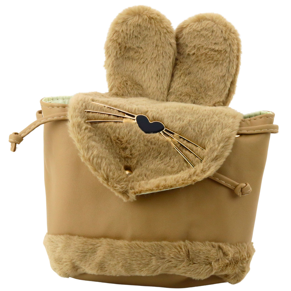 Dětský batoh s plyšovýma ušima 22cm 4L béžový