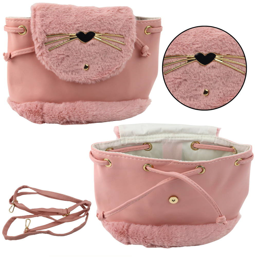 Dětský batoh s plyšovýma ušima 22cm 4L růžový