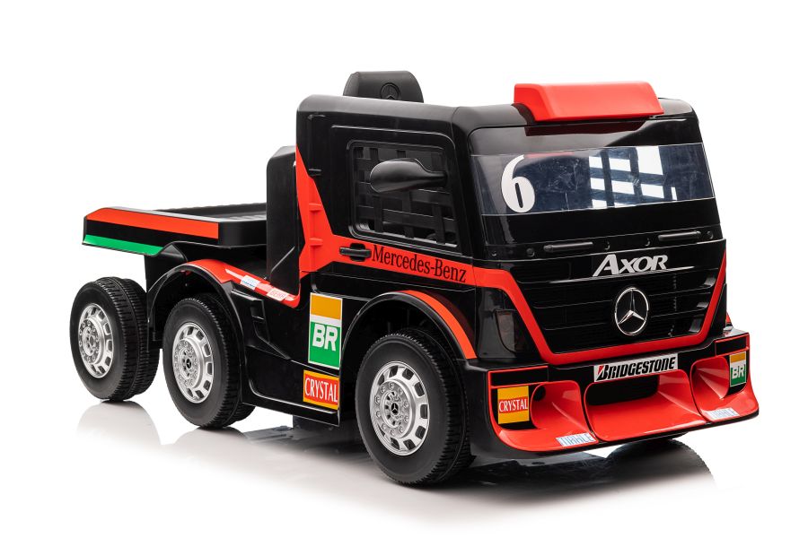 Dětský elektrický kamion Mercedes Axor LCD MP4 s návěsem červený - Obrázek 2