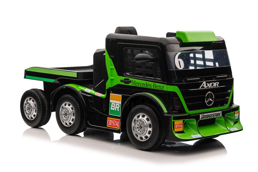 Dětský elektrický kamion Mercedes Axor LCD MP4 s návěsem zelený - Obrázek 2
