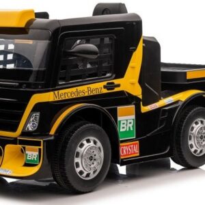 Dětský elektrický kamion Mercedes Axor LCD MP4 s návěsem žlutý