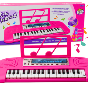 Dětský elektrický keyboard se stojanem na noty růžový