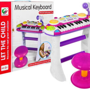 Dětský elektrický keyboard se stolečkem růžový