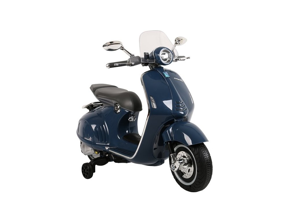 Dětský elektrický skútr Vespa GTS tmavě modrý - Obrázek 2