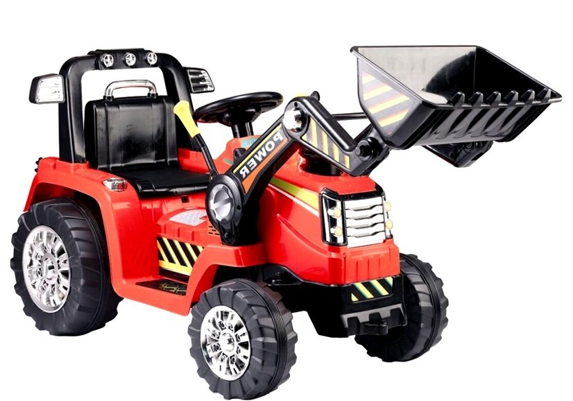 Dětský elektrický traktor Power s radlicí červený - Obrázek 2