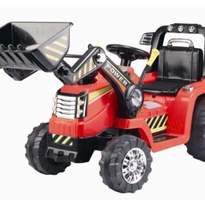 Dětský elektrický traktor Power s radlicí červený