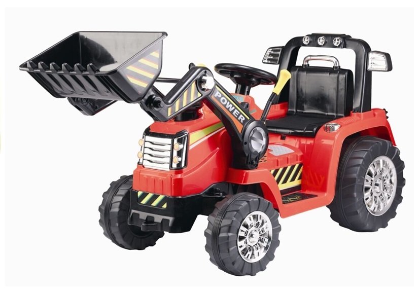 Dětský elektrický traktor Power s radlicí červený