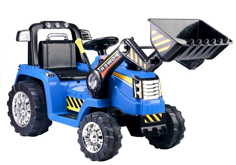 Dětský elektrický traktor Power s radlicí modrý - Obrázek 2