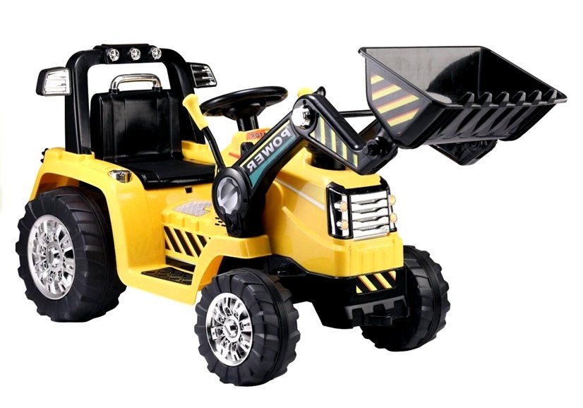 Dětský elektrický traktor Power s radlicí žlutý - Obrázek 2