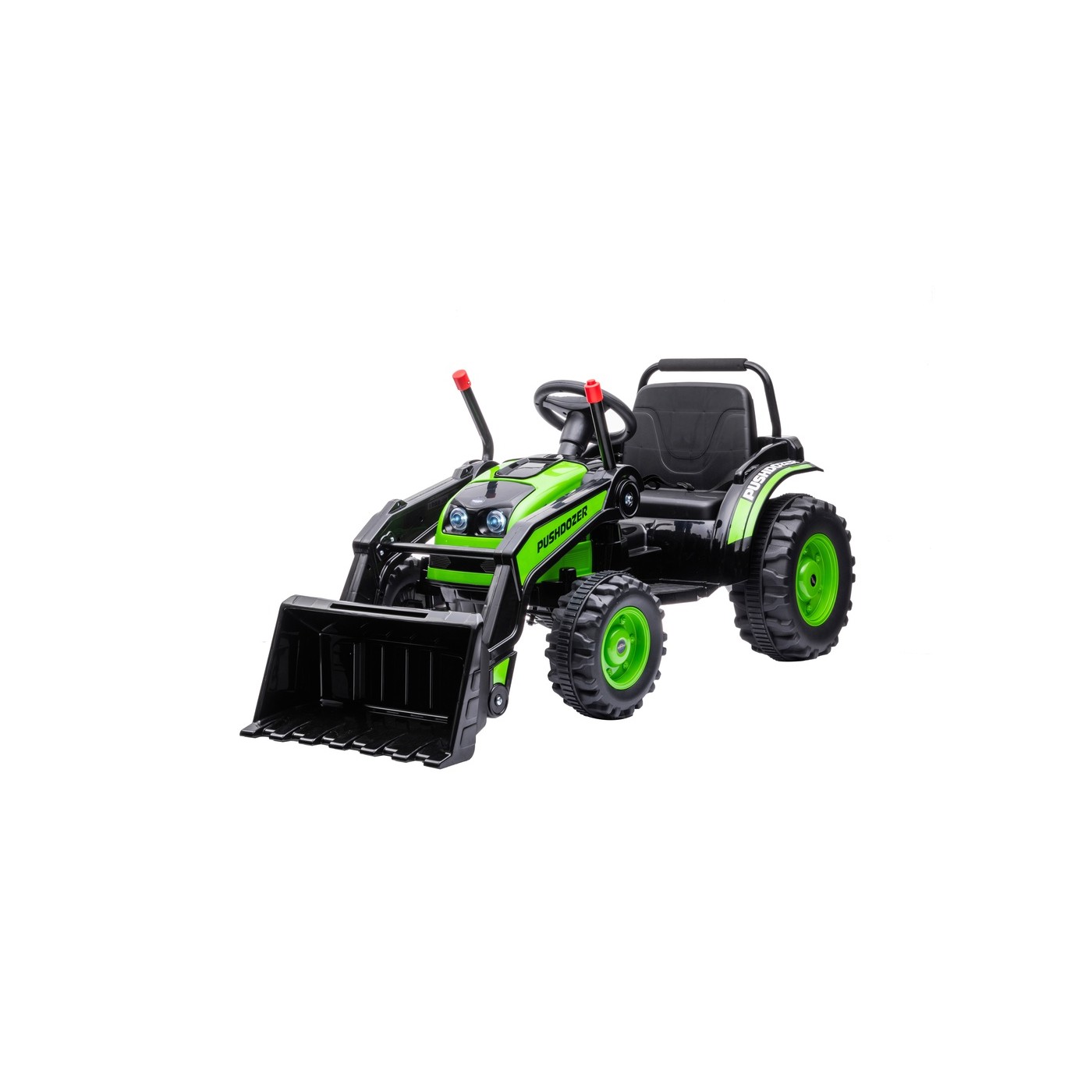 Dětský elektrický traktor s lopatou zelený