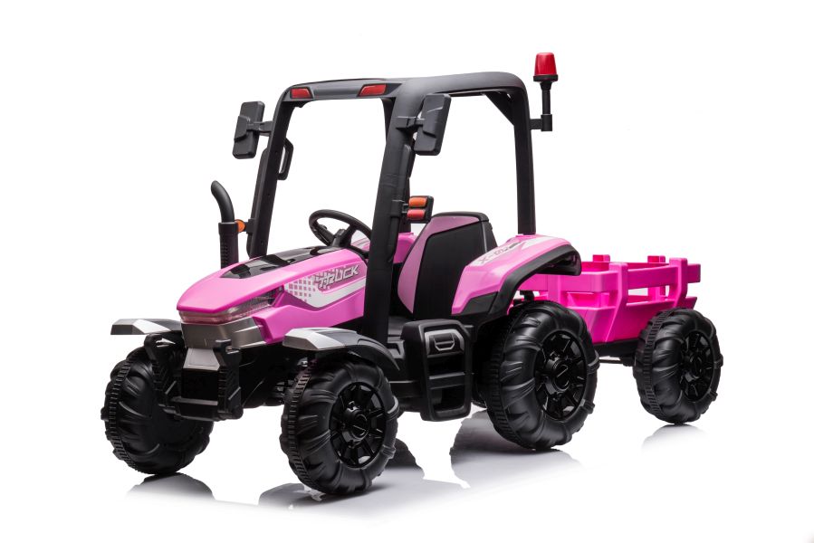 Dětský elektrický traktor s přívěsem BLT růžový - Obrázek 2