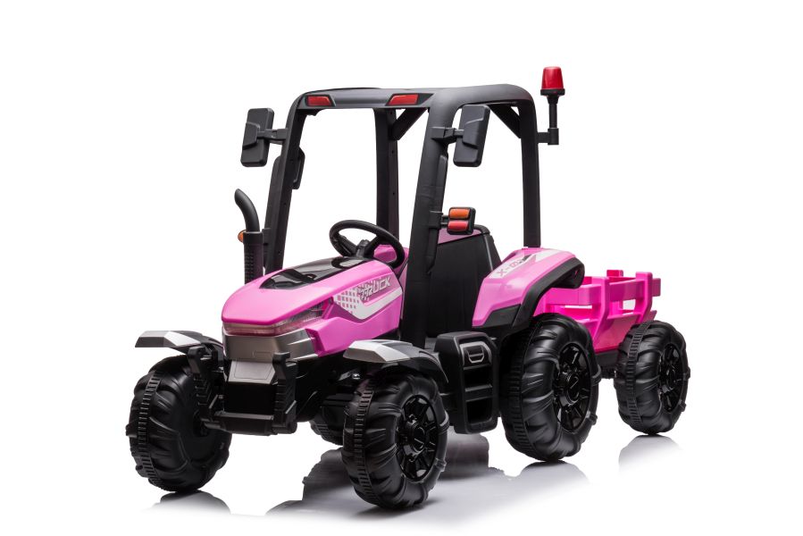 Dětský elektrický traktor s přívěsem BLT růžový