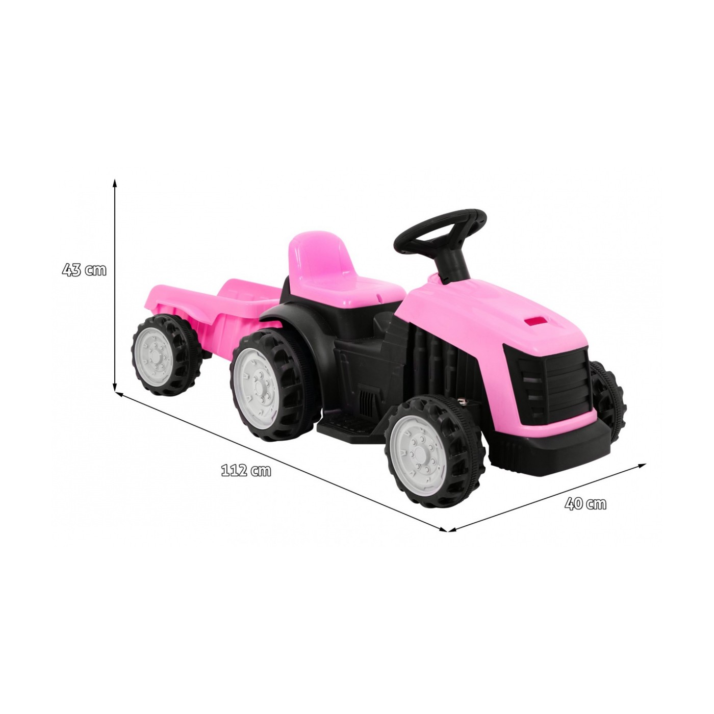 Dětský elektrický traktor s přívěsem růžový - Obrázek 2