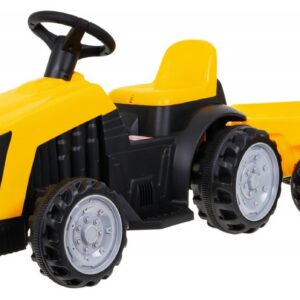 Dětský elektrický traktor s přívěsem žlutý