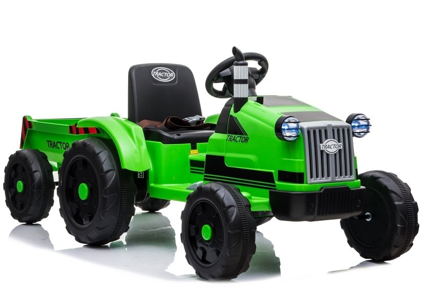 Dětský elektrický traktor s vlečkou T1 zelený - Obrázek 2