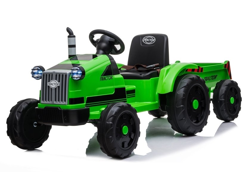 Dětský elektrický traktor s vlečkou T1 zelený