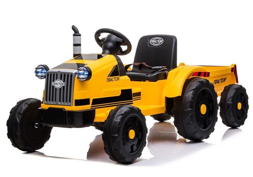 Dětský elektrický traktor s vlečkou T1 žlutý