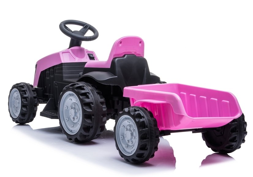 Dětský elektrický traktor s vlečkou růžový - Obrázek 2