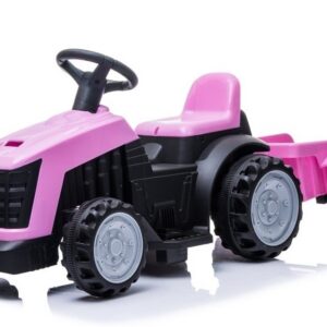 Dětský elektrický traktor s vlečkou růžový