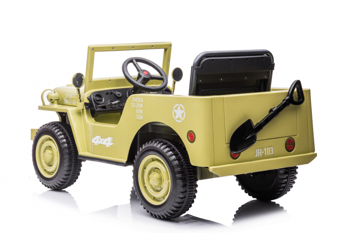 Dětský elektrický vojenský Jeep Willys 4x4 béžový - Obrázek 2