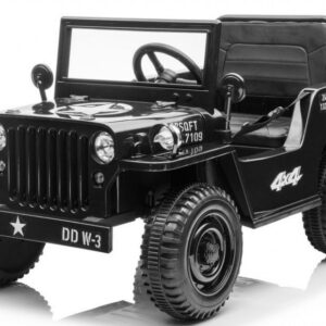 Dětský elektrický vojenský Jeep Willys 4x4 černý