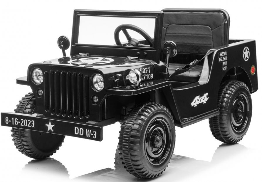 Dětský elektrický vojenský Jeep Willys 4x4 černý