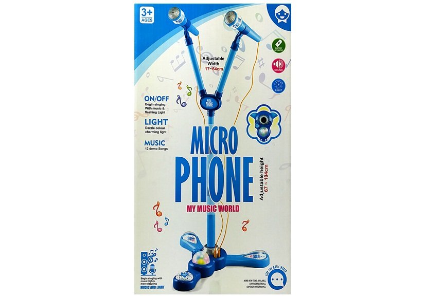 Dětský mikrofon s karaoke modrý - Obrázek 2