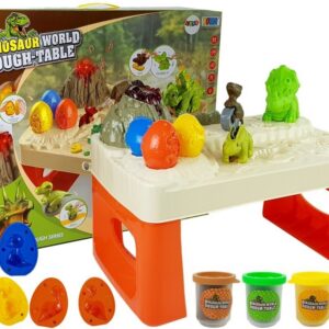 Dětský stoleček s plastelínou dinosauři